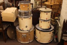 Collection of drums, cymbals,