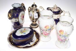Pair of Aynsley Howard Sprays vases, Noritake lidded vase, teapot,