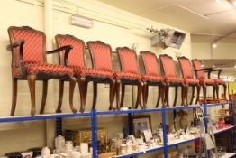 Set of eight cabriole leg dining chairs including two carvers