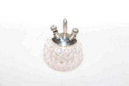 Silver mounted spherical glass table lighters
