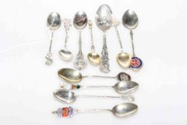 Collection of eleven silver souvenir teaspoons