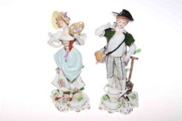 Pair Sitzendorf porcelain pastoral figures,