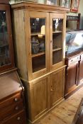 Pine four door cabinet bookcase,