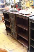 Late Victorian carved mahogany open bookcase cabinet,