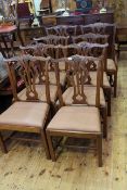 Matched set of eight mahogany Chippendale style dining chairs including two carvers