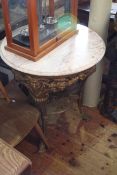 Circular marble topped cast base pub table