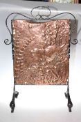 Arts & Crafts copper and wrought iron firescreen