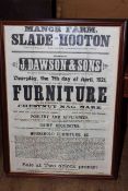 Framed auction sale poster