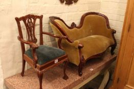Victorian style dolls double end settee and Chippendale style carver chair