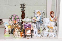 Hummel and other figures, four Beswick Beatrix Potter figures, Royal Albert 'Silver Maple' teaware,