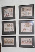 Six framed coloured prints 'Mr Carlyons Christmas'