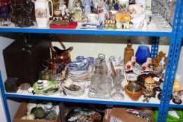 Portable sewing machine, Danish pottery, glass trinket set, ornaments, figures, metalware,