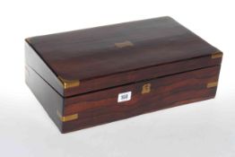 19th Century rosewood brass bound writing box