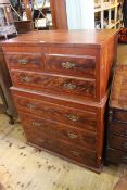 Victorian pine linen chest, the box top above three long drawers,