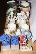 Three Royal Doulton character jugs, pair of nodding bisque figures, commemorative ware,