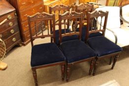 Set of five late Victorian turned leg dining chairs