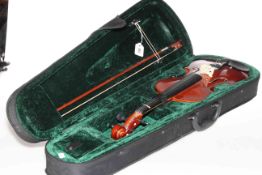 Modern violin and bow in canvas case