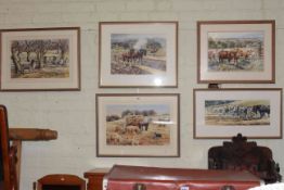 Gina Morton, Agricultural Scenes, all signed and dated, five watercolours,
