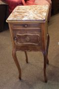 French marble topped pot cupboard on cabriole legs,