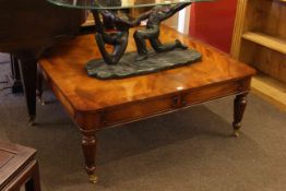 Large two drawer mahogany low centre table