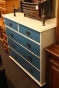 Painted pine chest of two short above three long drawers