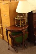 Stag open bookcase, demi lune hall table, drop leaf coffee table, bedroom chair,