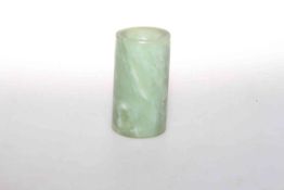 Green onyx cylindrical vase, with certificate,