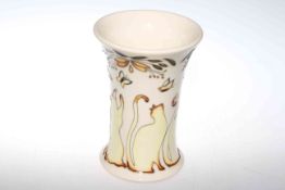 A Moorcroft 'Lucky the Cat' vase, rare colourway, first quality,