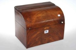 19th Century mahogany six compartment decanter box containing four bottles