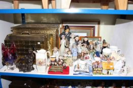 Brass log bin and magazine rack, figures, ornaments, pictures, Nao figures,