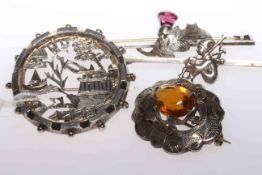 Two early 20th Century silver bar brooches,