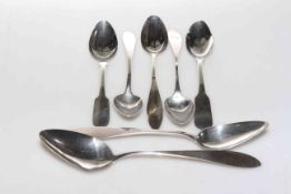 Collection of seven Continental silver tablespoons