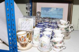 Ringtons blue and white, two glass decanters, Royal Albert Berkley tea set, Aynsley,