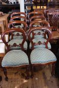 Set of eight Victorian style mahogany balloon back dining chairs including pair of carvers
