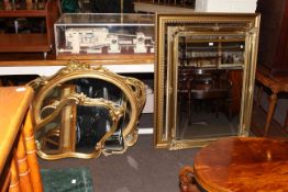 Group of seven gilt framed mirrors