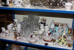 Assorted china and glass, cutlery, figurines, Ringtons,
