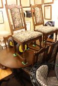 Old Charm extending dining table and six floral upholstered chairs