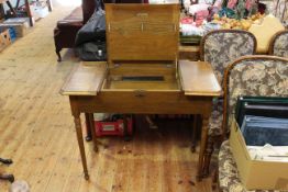 Late Victorian oak writing table, labelled 'The Table',