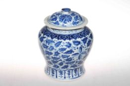 Chinese blue and white jar and cover, probably 19th Century,