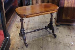 Victorian walnut foldover card table