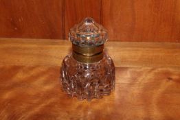 Large Victorian brass-mounted cut-glass inkwell,