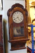 Victorian inlaid burr walnut wall clock, signed J.