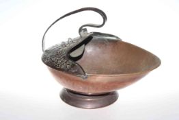 Art Nouveau embossed copper coal scuttle
