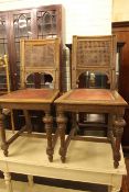 Pair of bergere back hall chairs