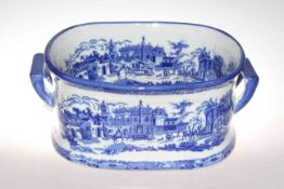 Blue and white pottery two handled footbath