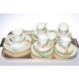 Art Deco hand painted thirty four piece tea set