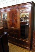 Edwardian inlaid mahogany combination wardrobe and bedstead, circa 1900,