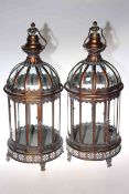Pair of metal and glazed hall lanterns