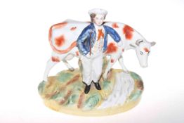 Victorian Staffordshire Pottery cow group, 24.