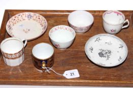 Seven pieces of late 18th Century and early 19th Century English tea china